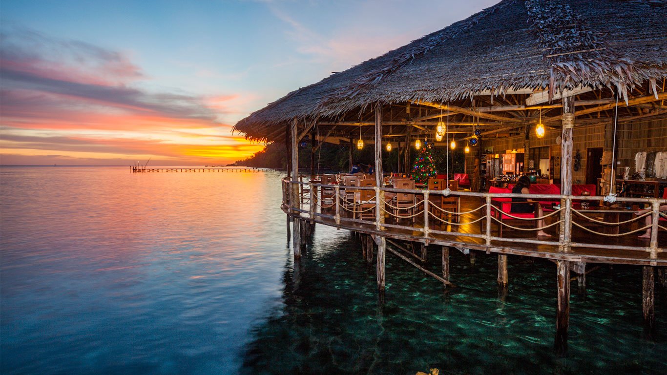 Our Raja Ampat restaurant during sunset time