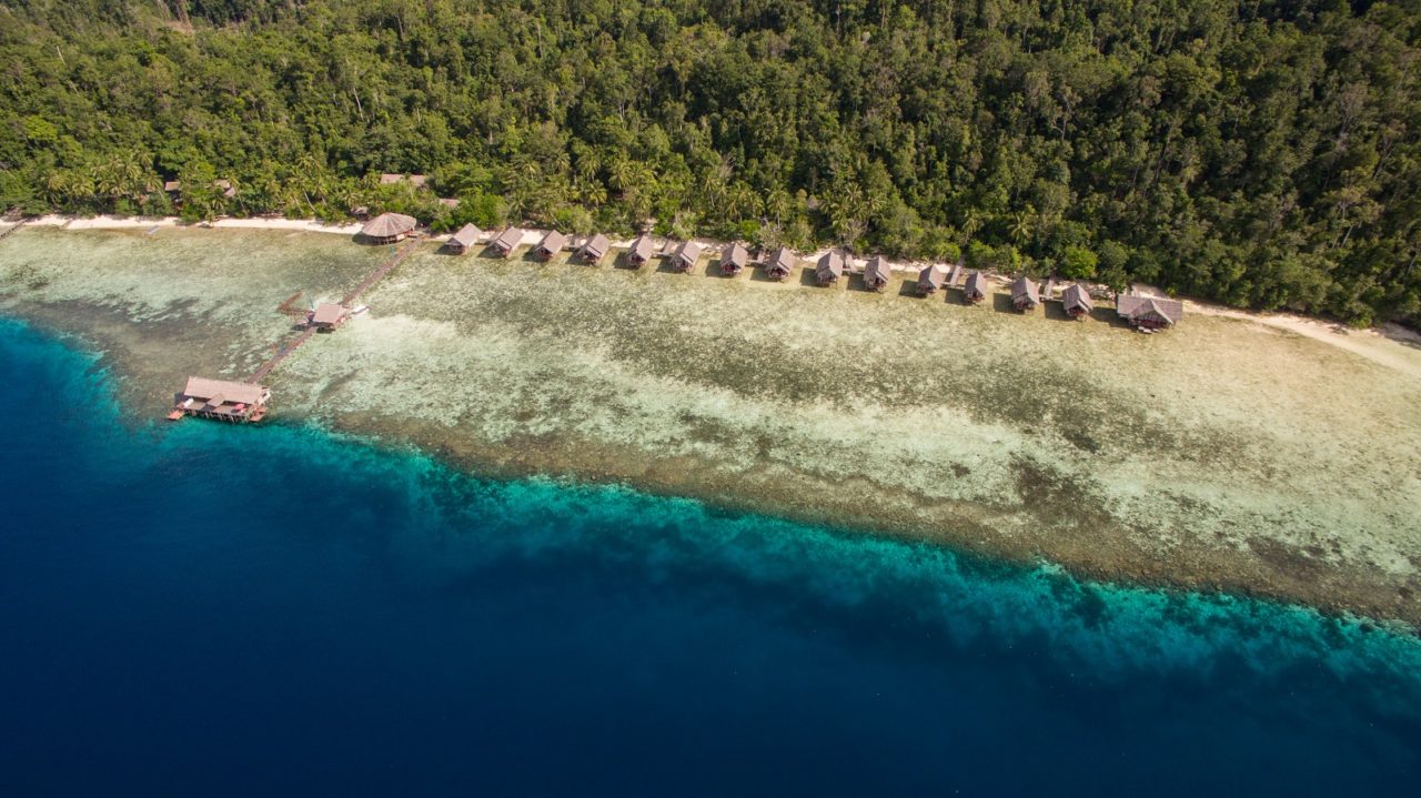 Topview of our Papua Explorers Dive Resort in Raja Ampat