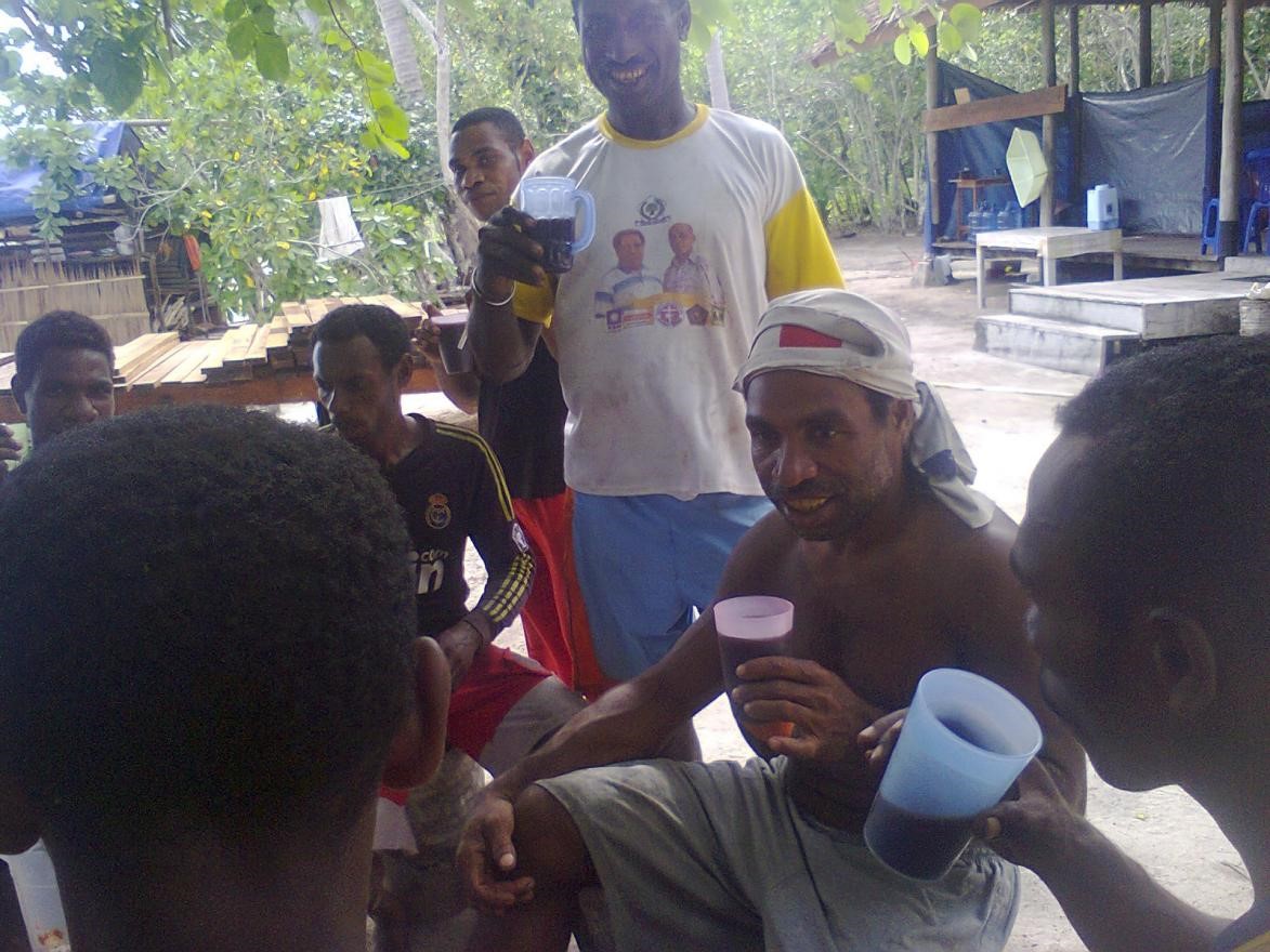 Coffee time during construction of Papua Explorers in Raja Ampat