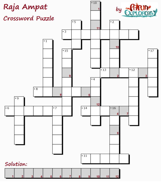Raja Ampat Crossword Puzzle – Just for Fun