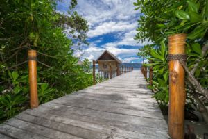 jetty leading to the bungalows