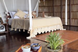 interior of one of our raja ampat overwater bungalows