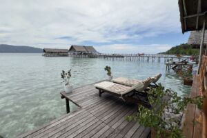 water bungalows from the side