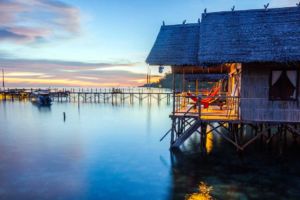 water bungalows from the side