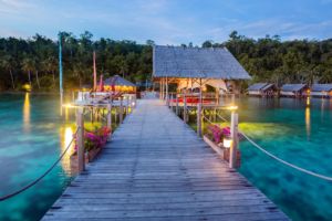 the main jetty of Papua Explorers Resort in Raja Ampat