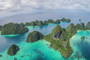 island panorama of the wayag islands in raja ampat