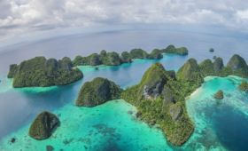 island panorama of the wayag islands in raja ampat