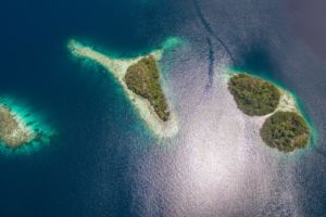 (English) A group of islands in Raja Ampat from above