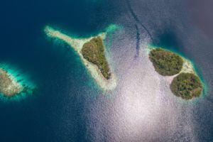 A group of islands in Raja Ampat from above