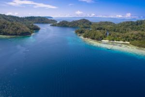 a group of islands close to Papua Explorers Dive Resort from above