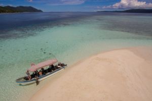 seaview and sandbank on diving break near Papua Explorers Dive Resort