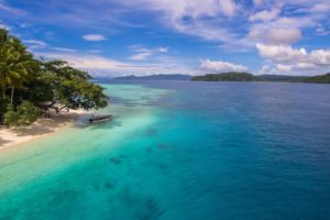 guest taking a break on friwen beach close to Papua Explorers Dive Resort